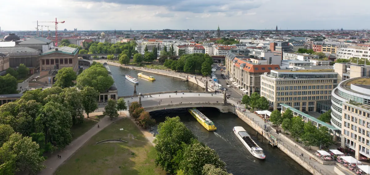 The Spree in Berlin from above, home water of Spreefahrten Berlin