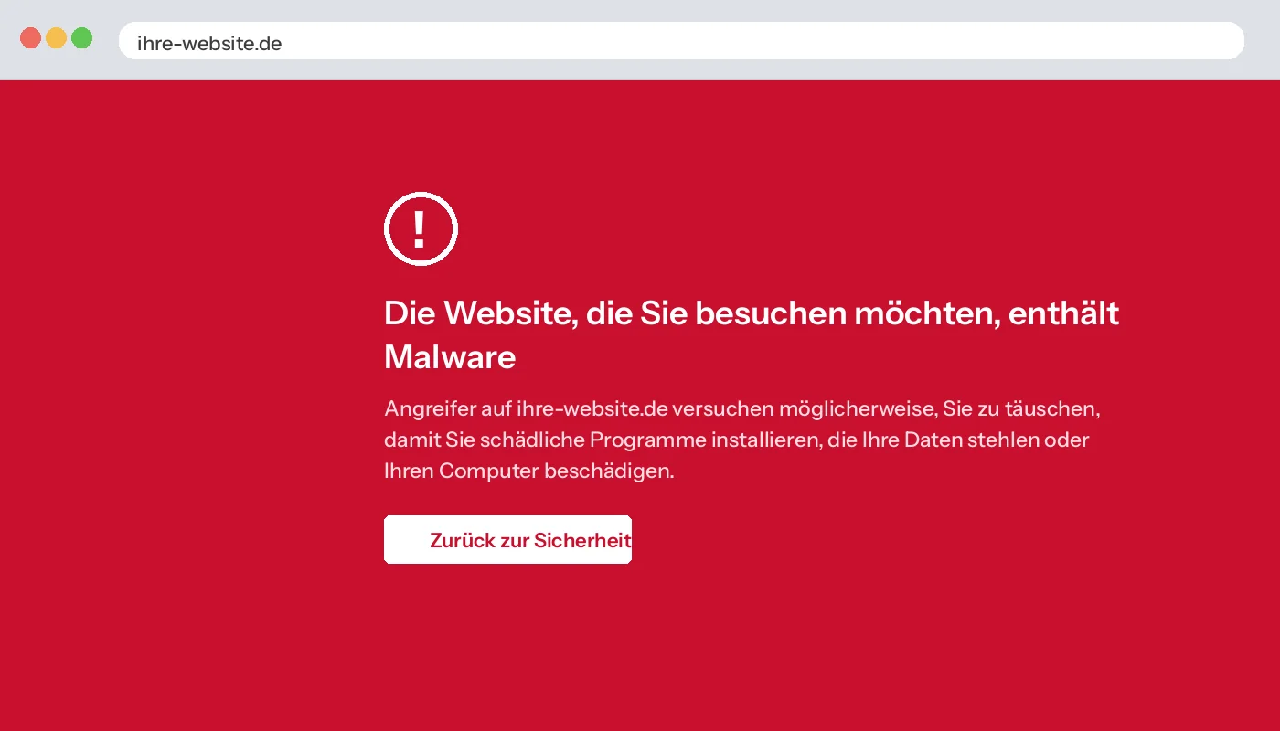 Rote Warnseite im Browser: Die Website, die Sie besuchen möchten, enthält Malware