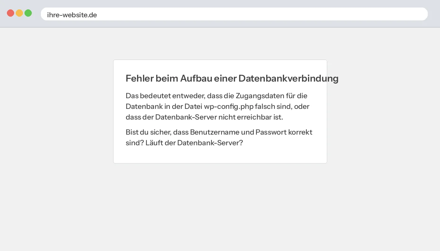 WordPress-Fehlerseite: Fehler beim Aufbau einer Datenbankverbindung